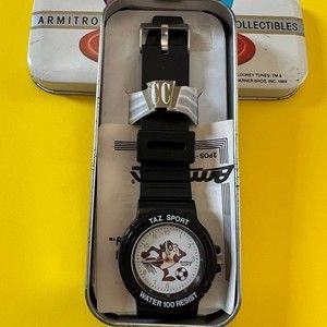 Armitron Tazmanian Devil Looney Tunes 1989 w/case water Resist 100 W/Tin Box